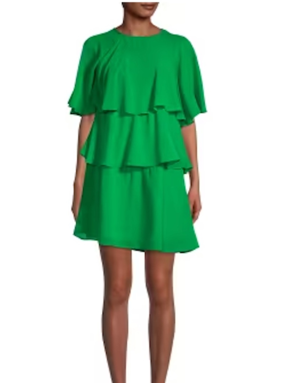 NWT Tash + Sophie Ruffle Tiered Mini Dress Green Size M
